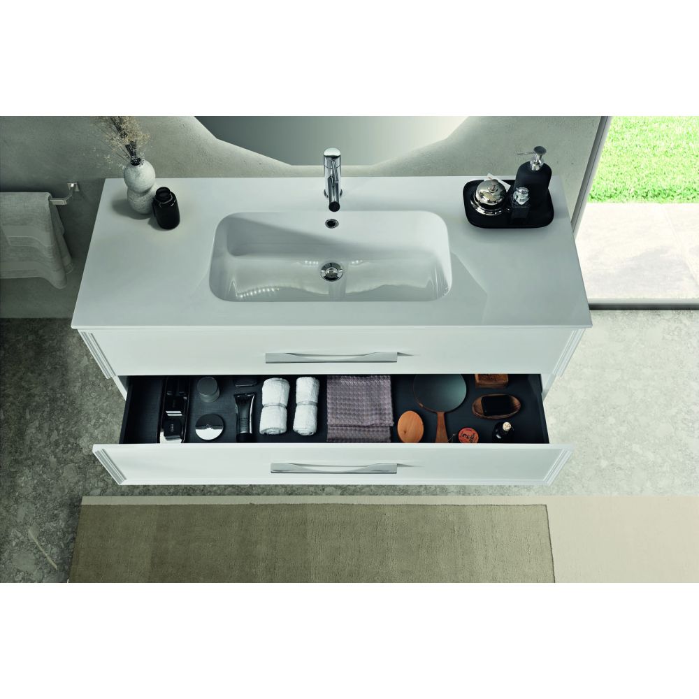 CLASSIC BASE  UNIT 100 ANTRACITE + CERAMIC BASIN 100*46 WHITE GLOSS