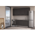 Еquipped Straight kitchen LINE, 240 cm, dark grey fronts, worktop and wall panel - cement