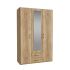 Wardrobe FIVE 130 cm with mirror and drawers, Mauvella Oak