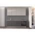 Straight kitchen IRENE, Left, 240 cm, dark and light grey fronts, worktop and wall panel - cement