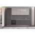 Straight kitchen IRENE, Left, 300 cm, dark and light grey fronts, worktop and wall panel - cement