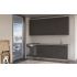 Straight kitchen LINE, 240 cm, dark grey fronts, worktop and wall panel - cement