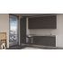 Straight kitchen LINE, 300 cm, dark grey fronts, worktop and wall panel - cement