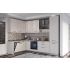Corner kitchen VANIA, 187x320 cm, cashmere fronts, worktop and wall panel - cement