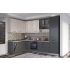 Corner kitchen VANIA, 187x320 cm, anthracite and cashmere fronts, worktop and wall panel - cement