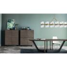 Dining table COSMOPOLITAN with solid top and metal base 220x100x75,5cm Rovere grigio