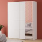 Wardrobe EIGHT with sliding doors and mirror 180 cm, White