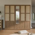 Wardrobe NINE with mirror and drawers 220 cm, Valencia oak 
