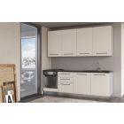 Straight kitchen LINE, 240 cm, angora grey fronts, worktop - anthracite and wall panel - light grey