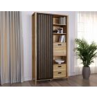 Bookcase TWELVE 100 cm with slats and drawers, Mauvella oak 