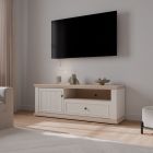 TV unit THIRTEEN, 149.50 cm, White/Riva Oak