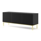 TV Stand Ravenna B 150 3D milled foiled MDF, black mat/gold