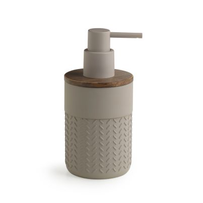 Soap Dispenser GEDY Thea, Grey/Natural Dark Bamboo