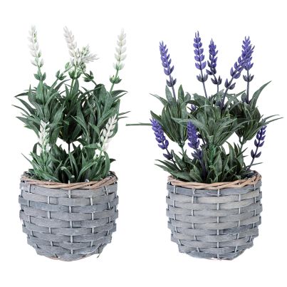 Artificial flower with pot HELLEN 11,5x23 cm. white/purple