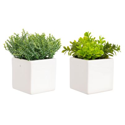 Artificial plant with pot CARLEY 10x10x18 cm. green