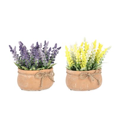 Artificial flower with pot CORINNE 15x12x18 cm. purple/yellow