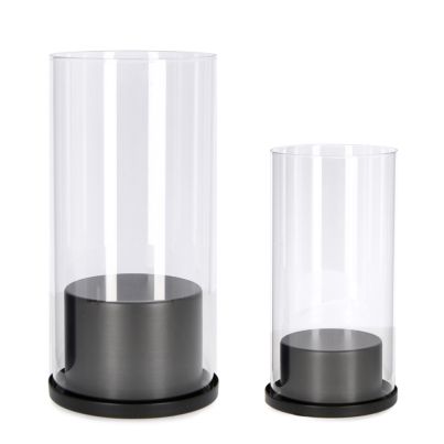 Set of 2 candle holders KEIRA 10.5x20cm/ 12.5x25cm black