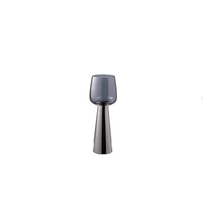 Bizzotto Mythri Smoke Silver Glass Candle Holder H25 cm