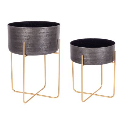 Decorative vase stand VARANASI 2 pcs./set 32,5X41 cm./ 36,5x50 cm. black/gold