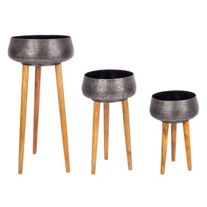 SET3 VARANASI TRIPOD RO BLAC VASE HOLDER