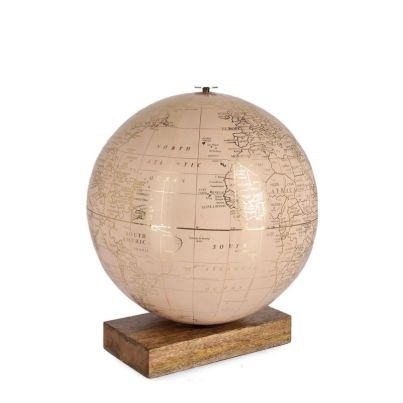 ADVENTURE PINK RECT WOOD DECOR GLOBE H35