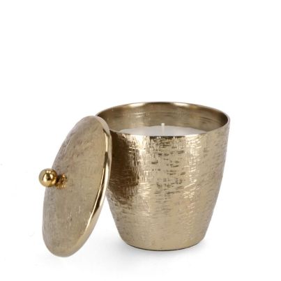 LATHE SHAPED GOLD CANDLE W-LID D13,5