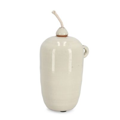ESMA BEIGE VASE W-WICK H18,5