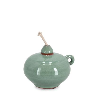 ESMA GREEN VASE W-WICK H9
