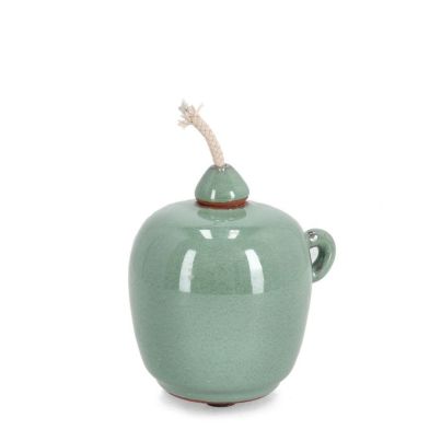 ESMA GREEN VASE W-WICK H11,5