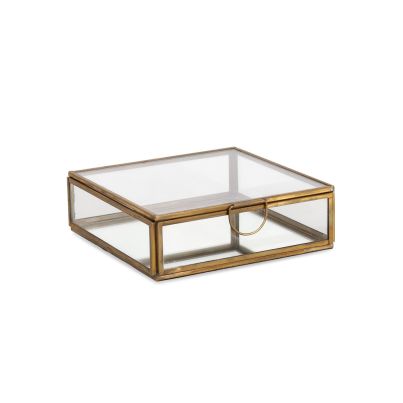 Jewelry box TEHRI 15x15,5x4,5 cm. gold/transparent