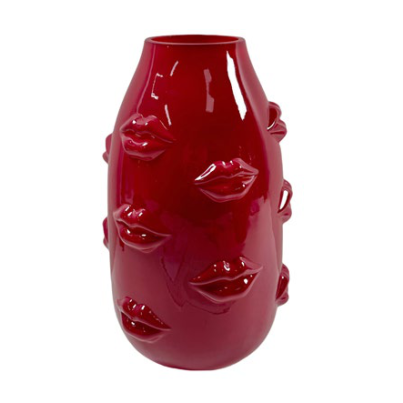Bizzotto Myrill Glass Rounded Red Vase H28 cm