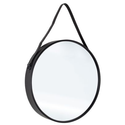 Mirror with frame and PU handle RIND 61x9x61cm black