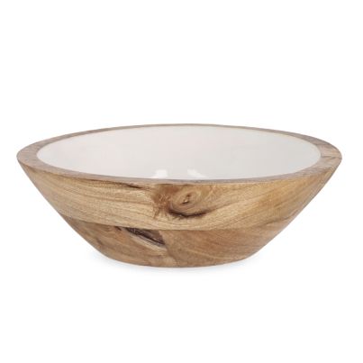 Wooden bowl KNOSSOS 24x12 cm. white