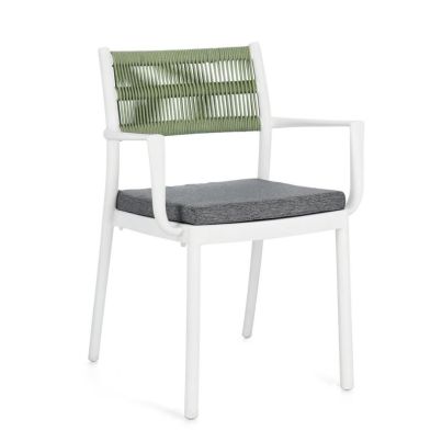 ALVIN CHAIR W-ARM W-CUSH WHITE/GREEN