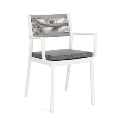 ALVIN CHAIR W-ARM W-CUSH WHITE/LIGHT GRE