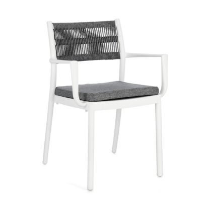 ALVIN CHAIR W-ARM W-CUSH WHITE/DARK GREY