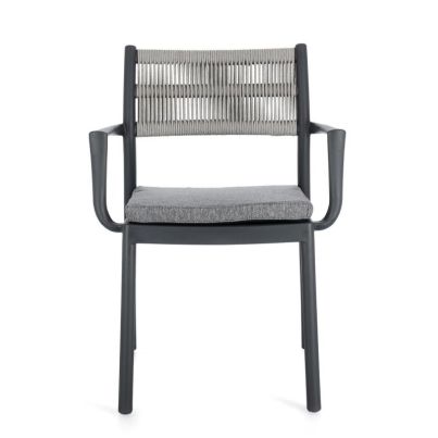 ALVIN CHAIR W-ARM W-CUSH CHARC/LIGH GREY