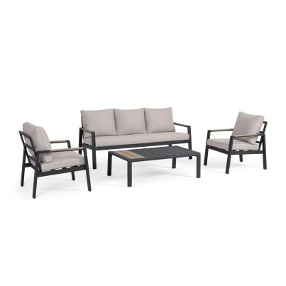 ELNA CHARCOAL SOFA SET4 LH32 W-CUSH