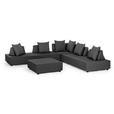 PIPER CHARCOAL CORNER SOFA SET4 W-CUSH
