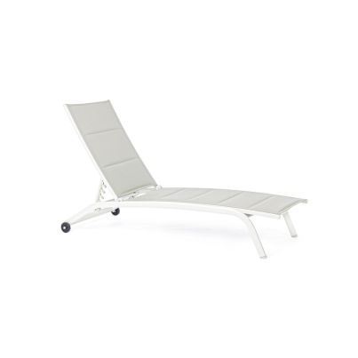 Chaise lounge with wheels CLEOPAS 61x192x96x30 cm. white