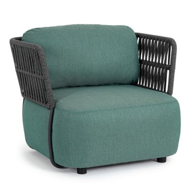 PALMER CHARCOAL/JADE ARMCHAIR W-CUSH