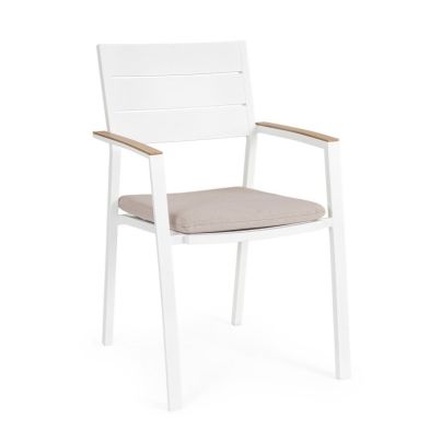 ZELMAR WHITE CHAIR W-ARMREST W-CUSH YK11
