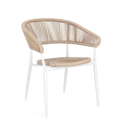 ALGAIDA WHITE/BEIGE CHAIR W-ARMREST