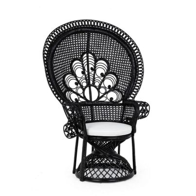 PEACOCK BLACK ARMCHAIR W-CUSH