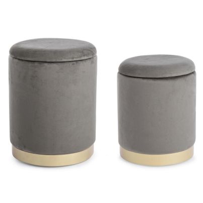 POLINA GREY SET2 STORAGE POUF