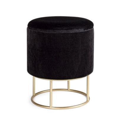 POLINA BLACK ROUND STORAGE STOOL