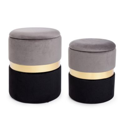 POLINA GREY-BLACK SET2 POUF W-CONT.