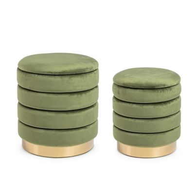 DARINA OLIVE SET2 POUFF W-CONT.