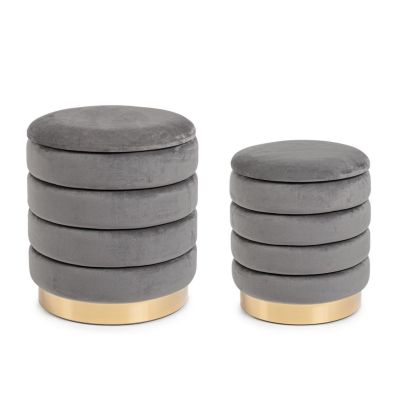 DARINA GREY SET2 POUFF W-CONT.