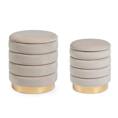 DARINA BEIGE SET2 POUFF W-CONT.